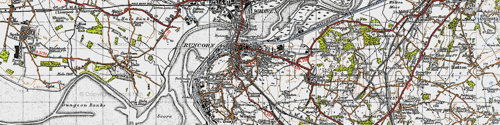 Old map of Higher Runcorn in 1947