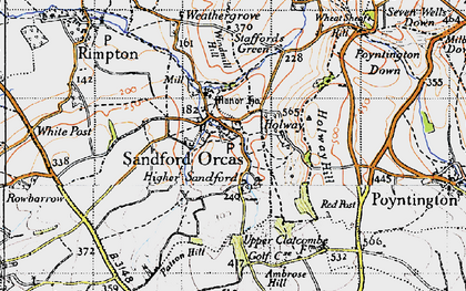 Old map of Higher Sandford in 1945