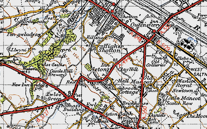 Old map of Higher Shotton in 1947