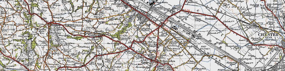 Old map of Higher Shotton in 1947