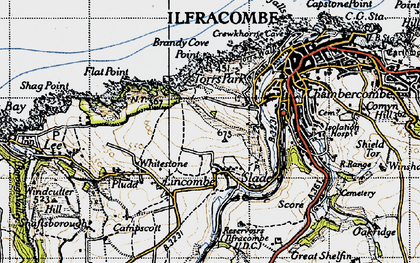 Old map of Higher Slade in 1946