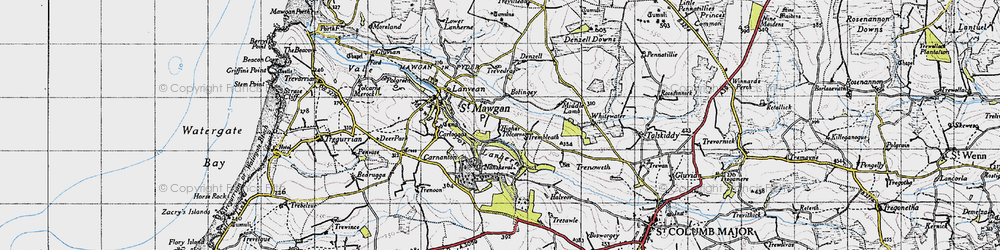 Old map of Higher Tolcarne in 1946