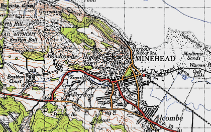 Old map of Higher Town in 1946
