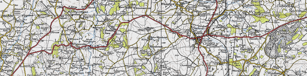 Old map of Higher Wambrook in 1945