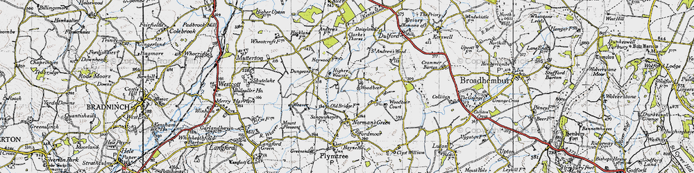 Old map of Woodbeare in 1946