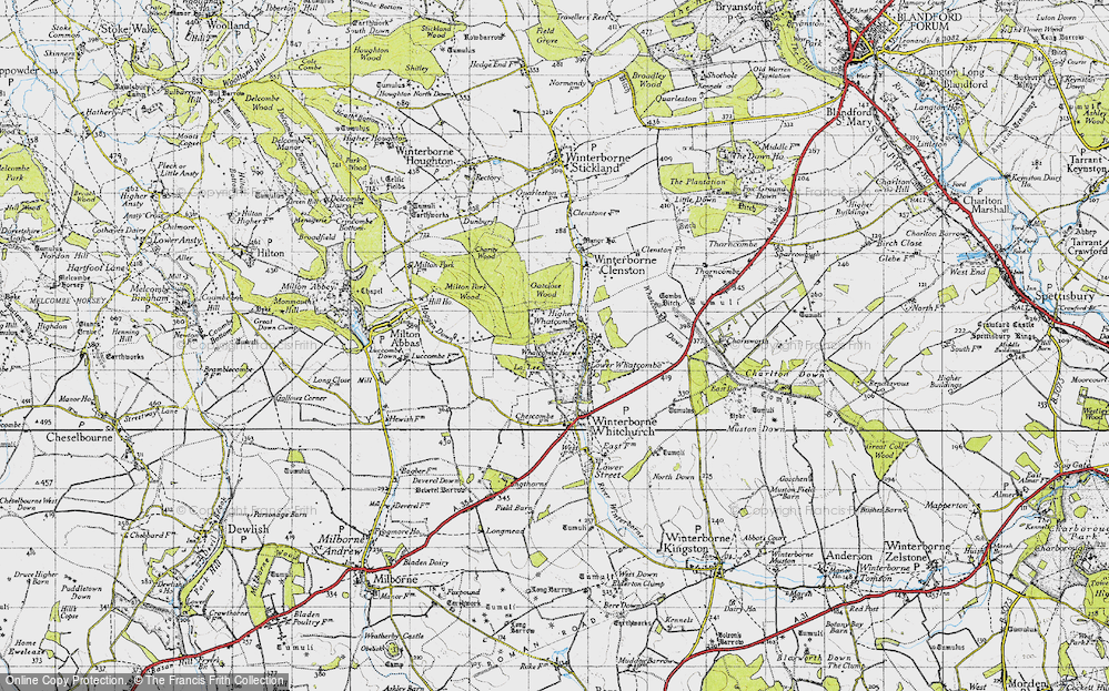 Old Map of Higher Whatcombe, 1945 in 1945