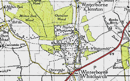 Old map of Higher Whatcombe in 1945