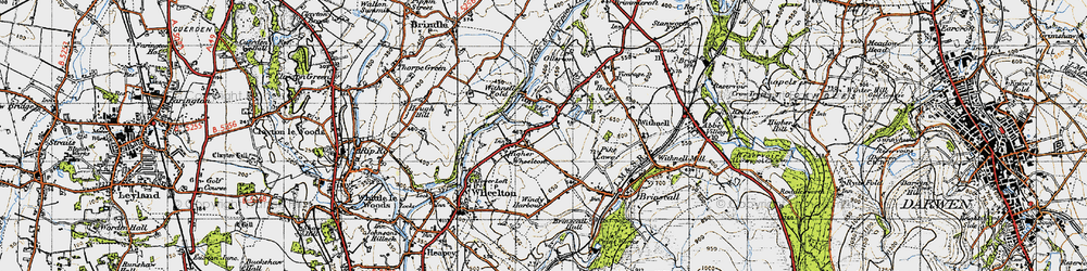 Old map of Higher Wheelton in 1947