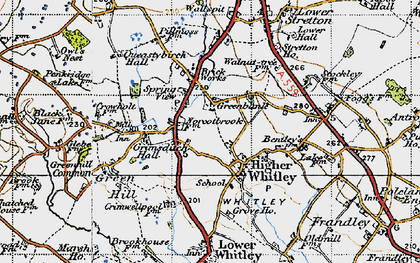 Old map of Higher Whitley in 1947