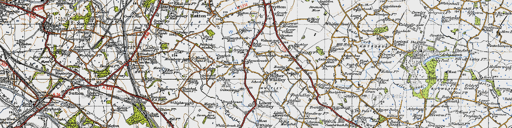 Old map of Higher Whitley in 1947