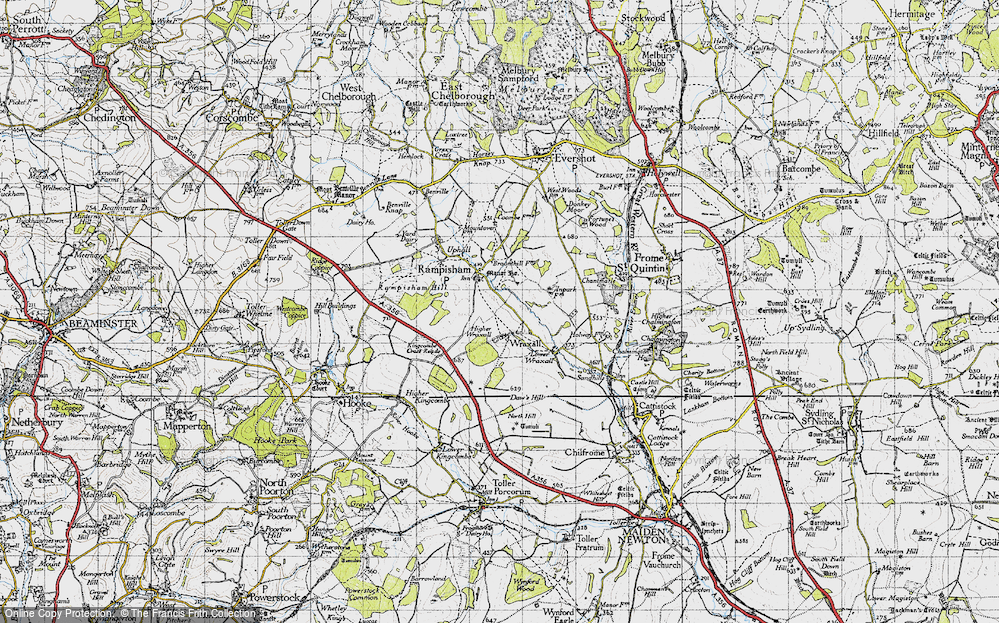 Old Map of Higher Wraxall, 1945 in 1945