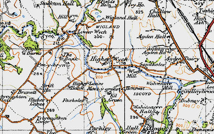 Old map of Sandholes in 1947