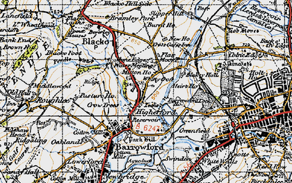 Old map of Higherford in 1947