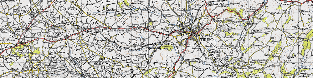 Old map of Highertown in 1946