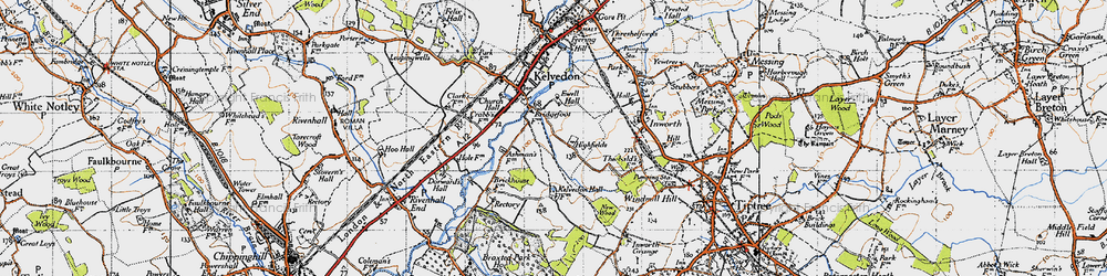 Old map of Highfields in 1945