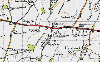 Old map of Highfields in 1946