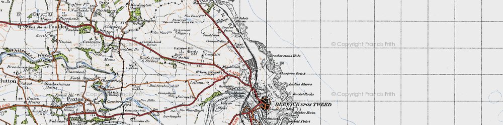 Old map of Brotherston's Hole in 1947