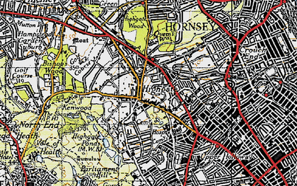 Old map of Highgate in 1945