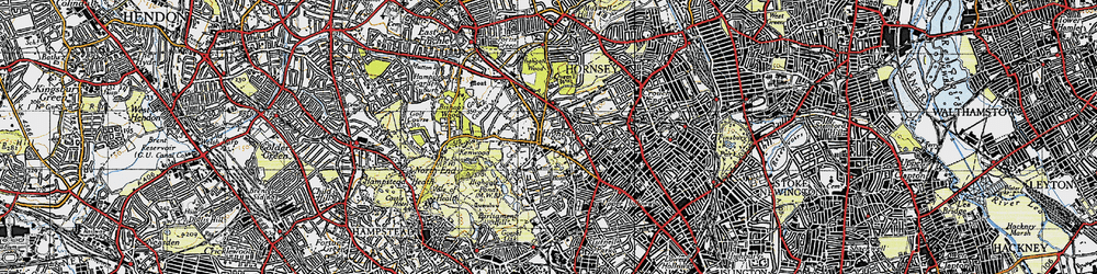Old map of Highgate in 1945