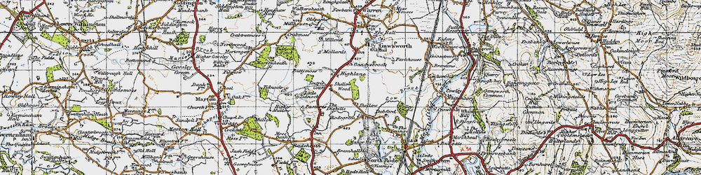 Old map of Butty Moss in 1947