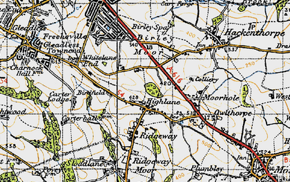 Old map of Highlane in 1947