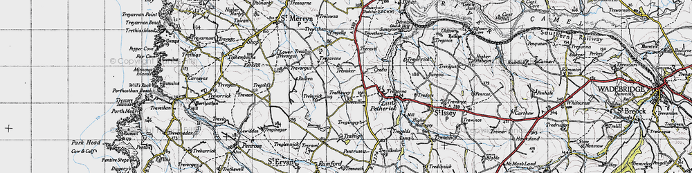 Old map of Highlanes in 1946