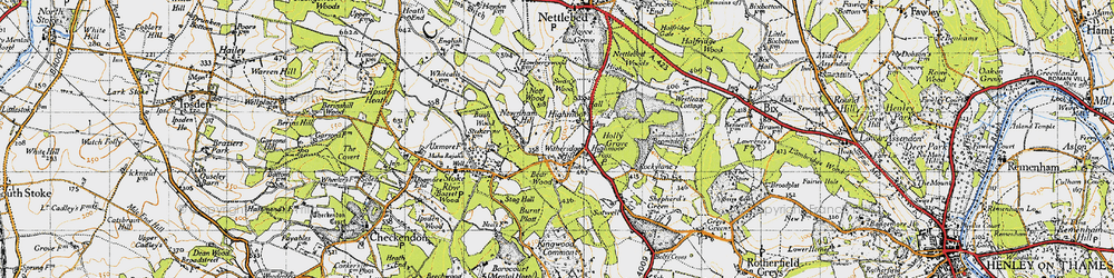 Old map of Highmoor Cross in 1947