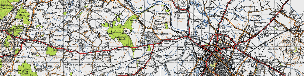 Old map of Highnam in 1947