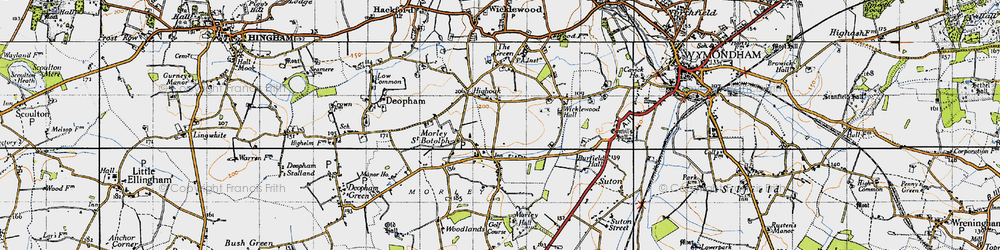 Old map of Highoak in 1946