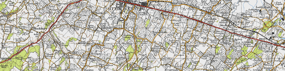 Old map of Highsted in 1946