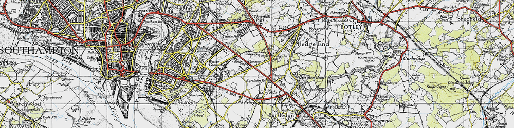 Old map of Hightown in 1945