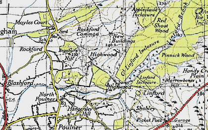 Old map of Highwood in 1940