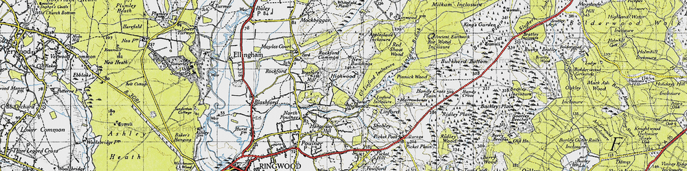 Old map of Highwood in 1940
