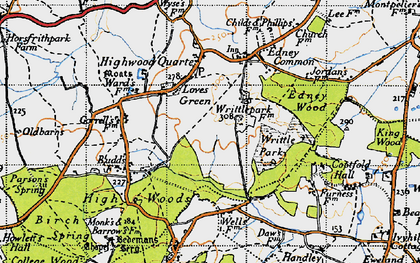 Old map of Writtle Park in 1946