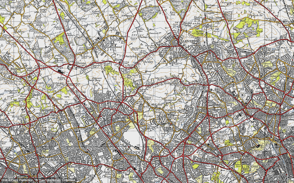 Old Map of Highwood Hill, 1945 in 1945