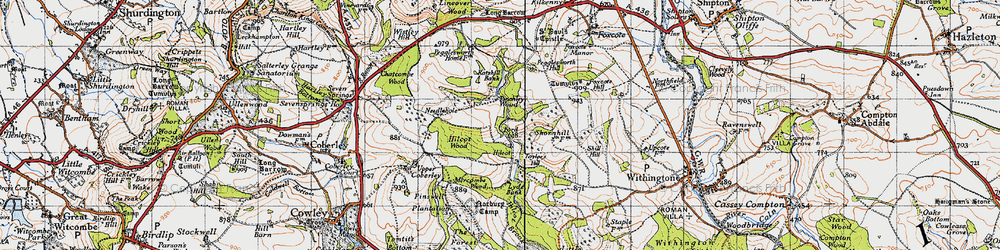 Old map of Hilcot in 1946