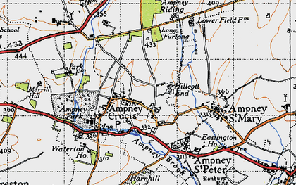 Old map of Ampney Riding in 1947