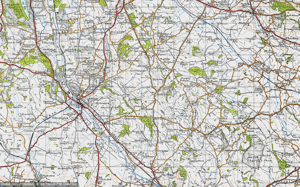 Old Map of Historic Map covering Wooliscroft in 1946