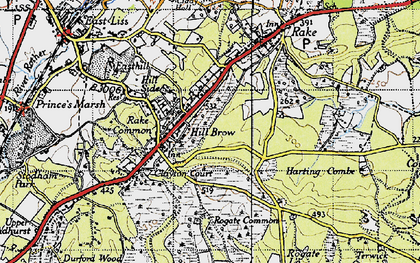 Old map of Hill Brow in 1940