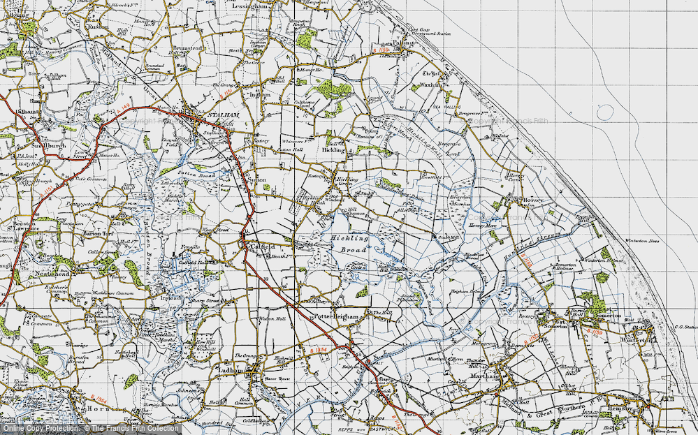 Old Map of Historic Map covering White Slea in 1945