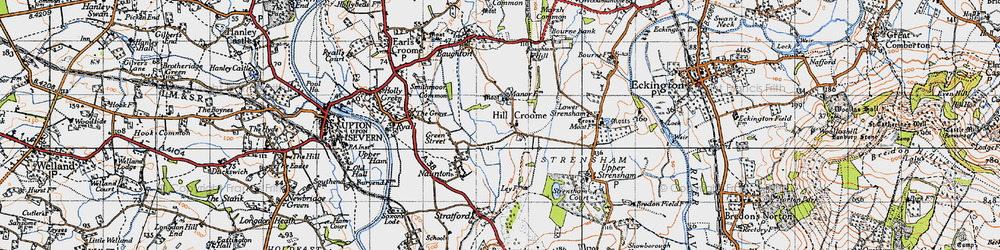 Old map of Hill Croome in 1947