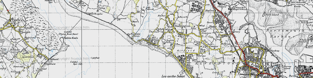 Old map of Hill Head in 1945