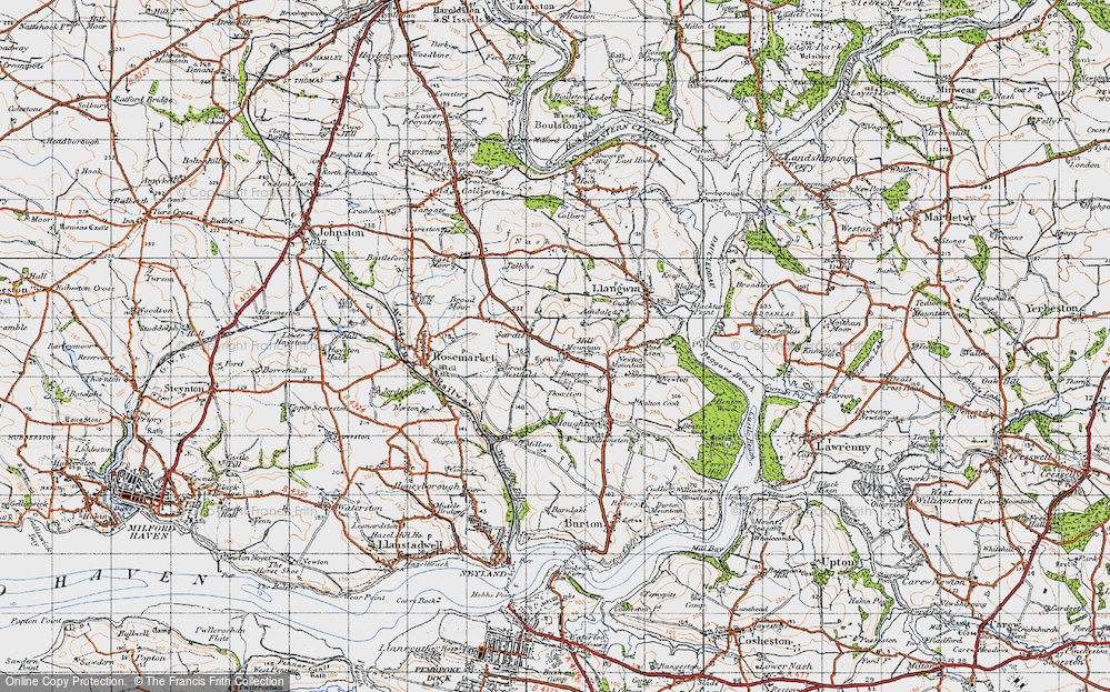 Old Map of Hill Mountain, 1946 in 1946