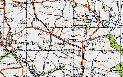 Old map of Hill Mountain in 1946