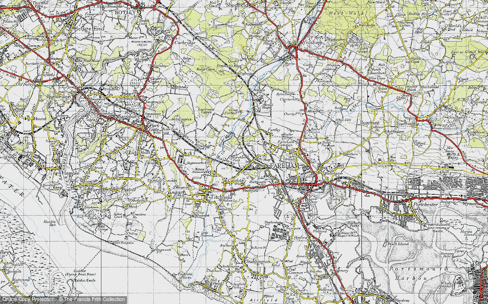 Old Map of Historic Map covering River Meon in 1945
