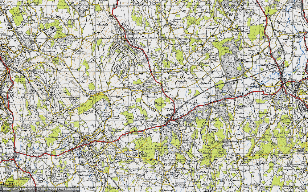 Old Map of Historic Map covering Betsom's Hill in 1946