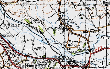 Old map of Hill Ridware in 1946