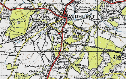 Old map of Hill Top in 1945