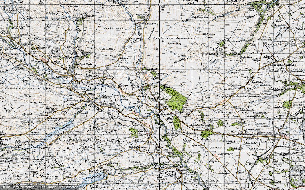 Old Map of Historic Map covering Blackton Beck in 1947