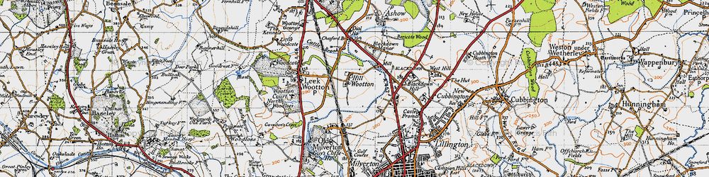 Old map of Hill Wootton in 1946